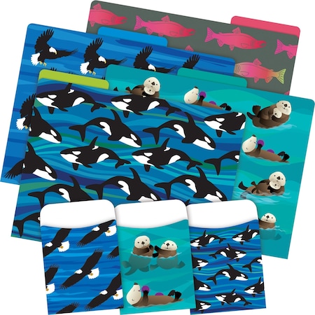 Barker Creek Sea & Sky File Folder & Library Pockets, Multi-Design Set, 42/Set 3879